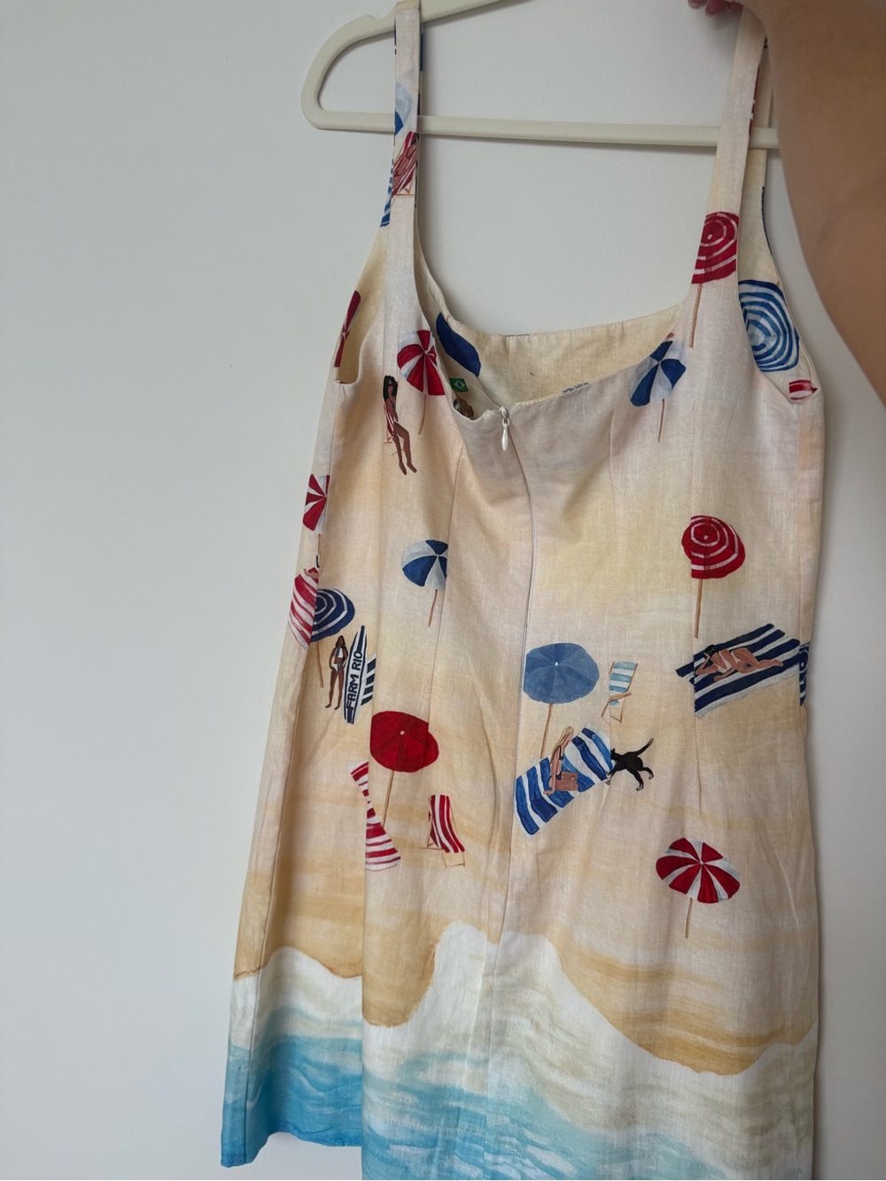 FARM Rio Cream Mini Dress with Blue, Red and Turquoise Beach Print - Picture 3 of 4